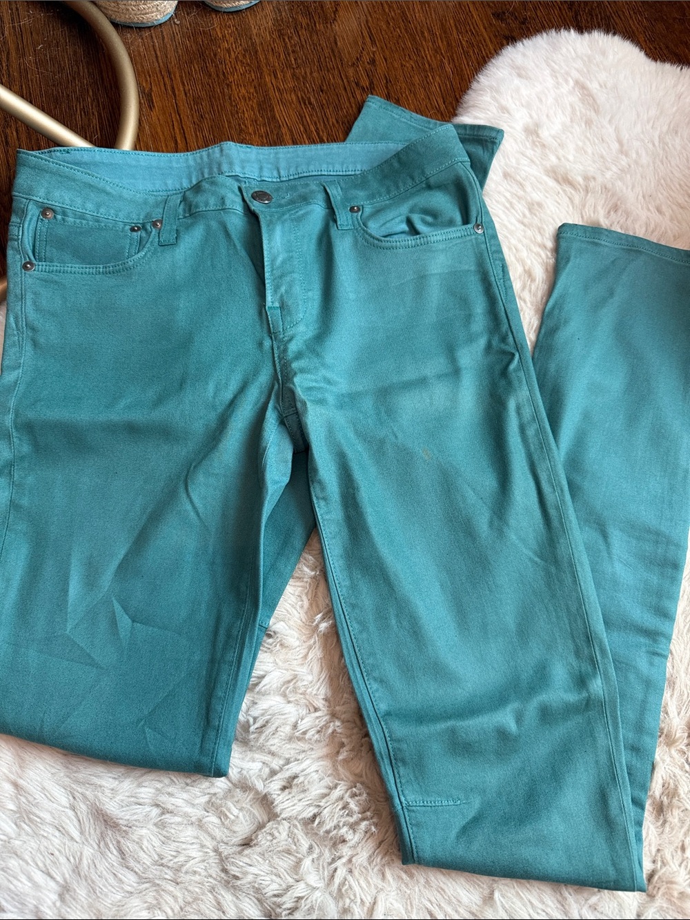 Helmut Lang Women's Teal Slim Straight Jeans